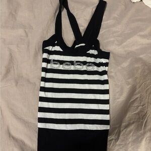 striped knit bebe tank